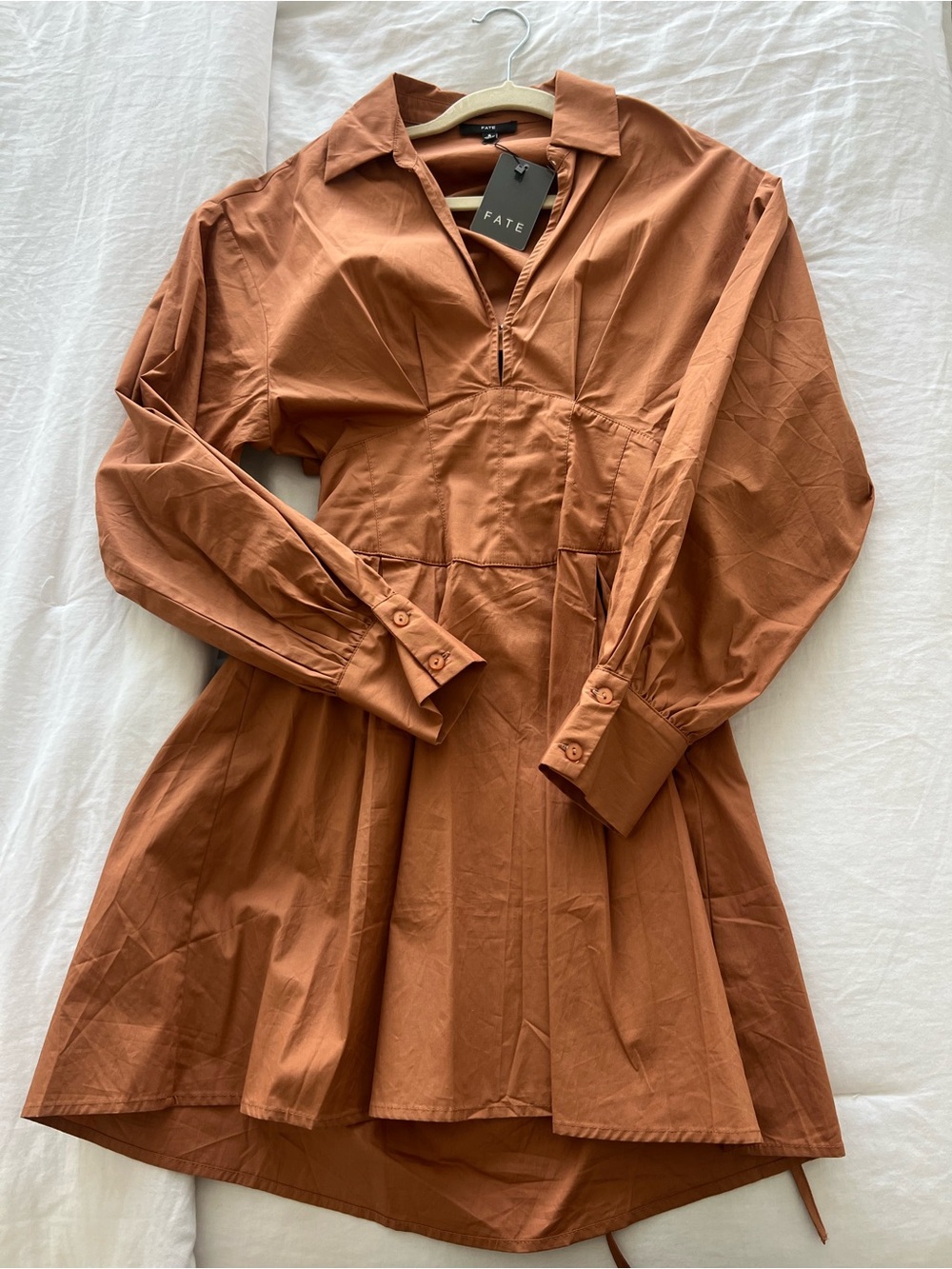 Fate Orange Long Sleeve Babydoll Corset Dress